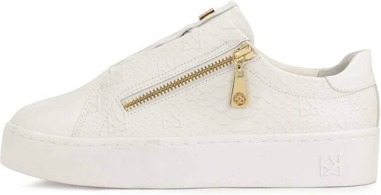 Kazar Witte sneakers met reliëfpatroon en ritssluiting White Dames