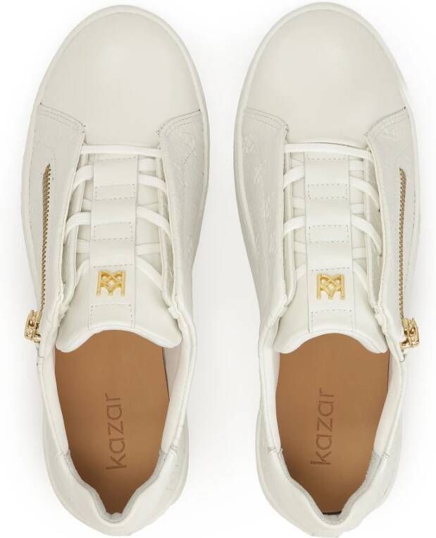 Kazar Witte sneakers met reliëfpatroon en ritssluiting White Dames