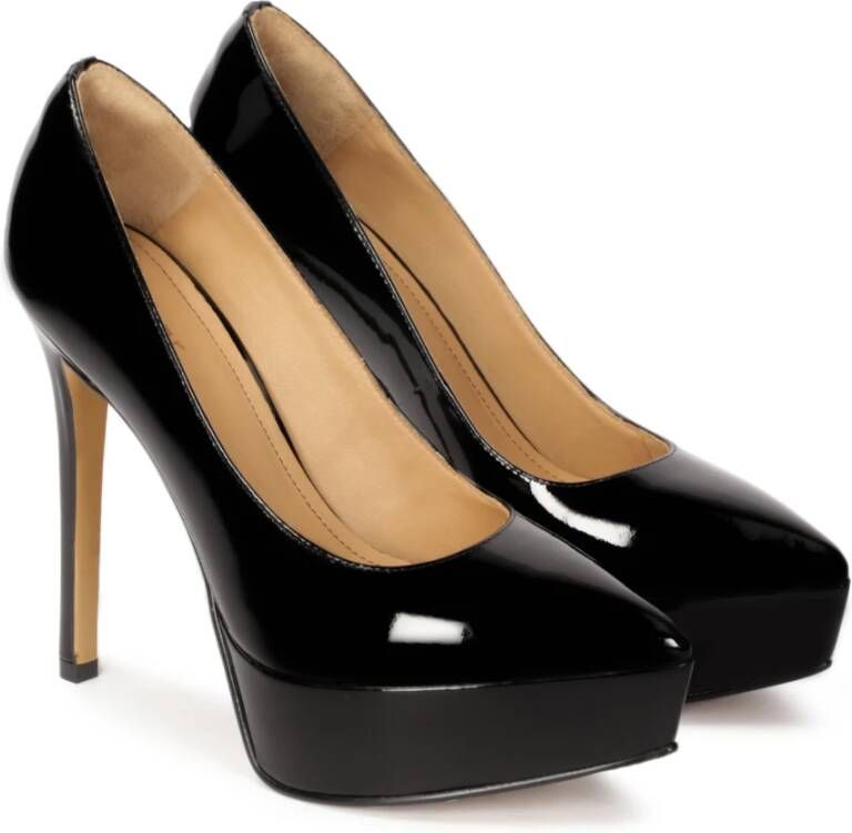 Kazar Zwart gelakte platform en stiletto pumps Black Dames