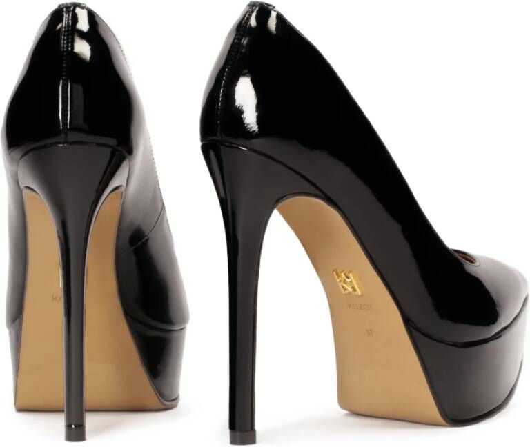 Kazar Zwart gelakte platform en stiletto pumps Black Dames