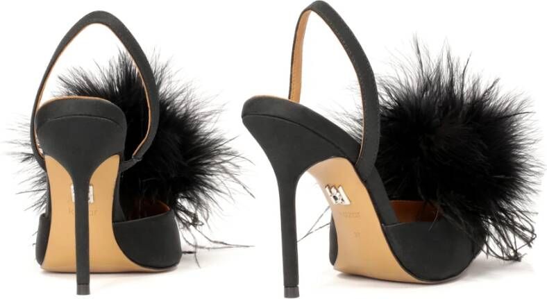 Kazar Zwarte avondslingback-pumps met veren Black Dames