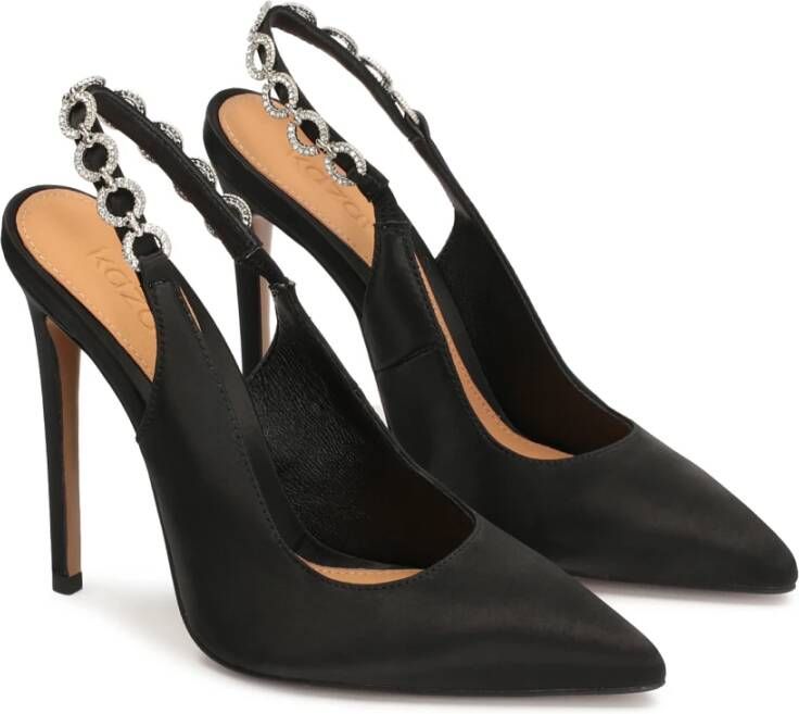 Kazar Zwarte elegante pumps met open hiel en sieraden decoraties Black Dames