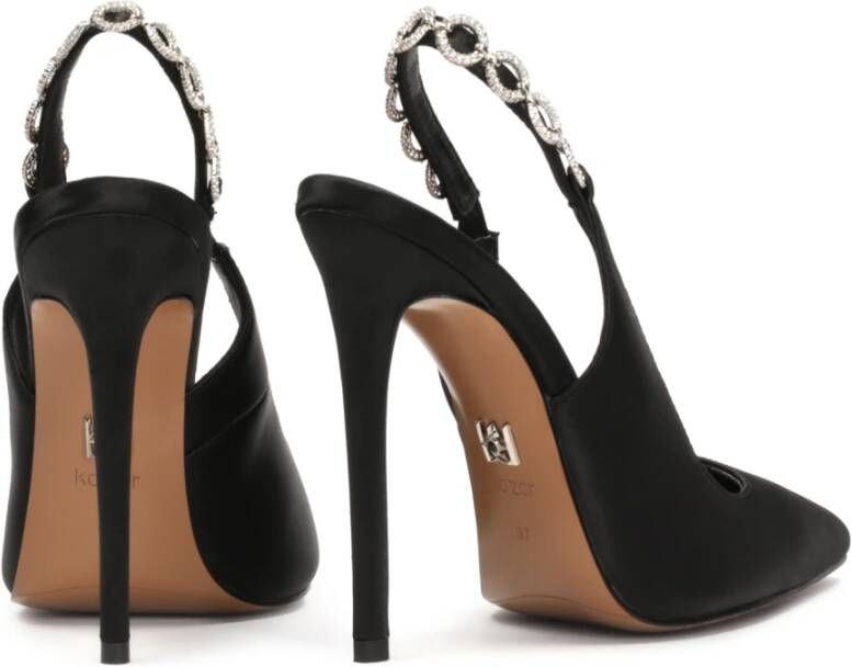 Kazar Zwarte elegante pumps met open hiel en sieraden decoraties Black Dames