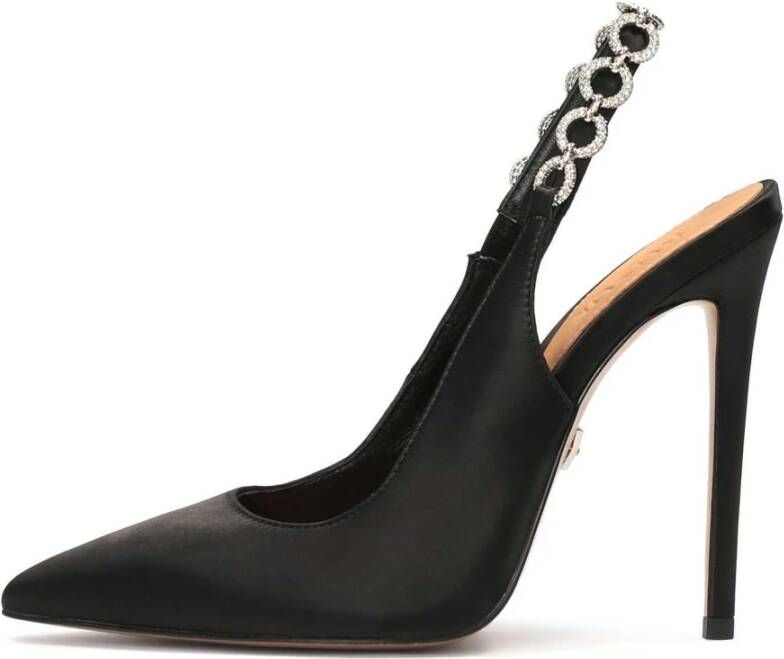 Kazar Zwarte elegante pumps met open hiel en sieraden decoraties Black Dames