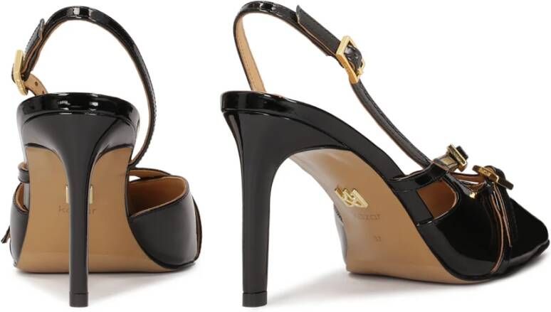 Kazar Zwarte gelakte pumps met open hakken Black Dames