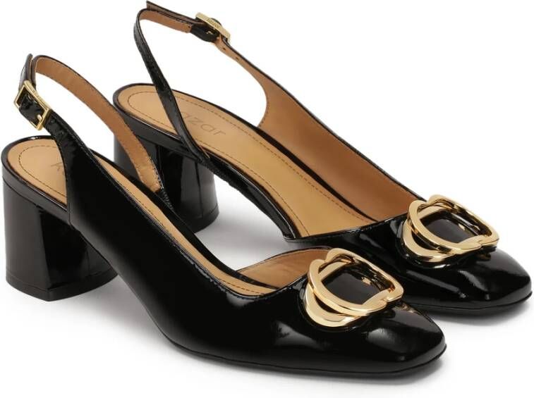 Kazar Zwarte gelakte pumps met open hiel Black Dames