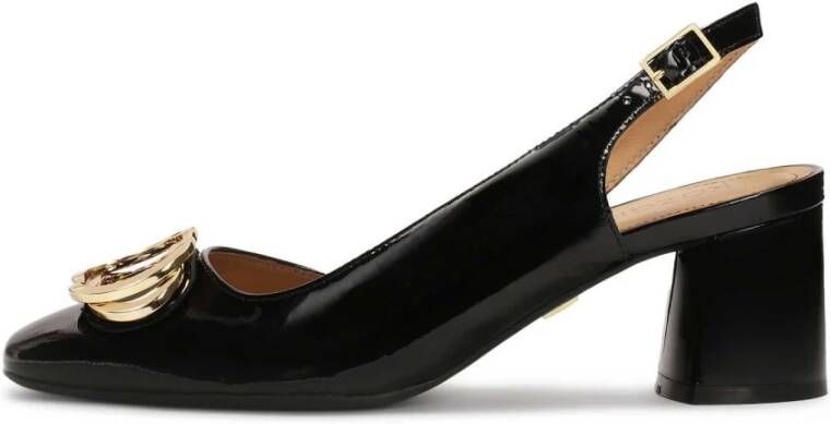 Kazar Zwarte gelakte pumps met open hiel Black Dames