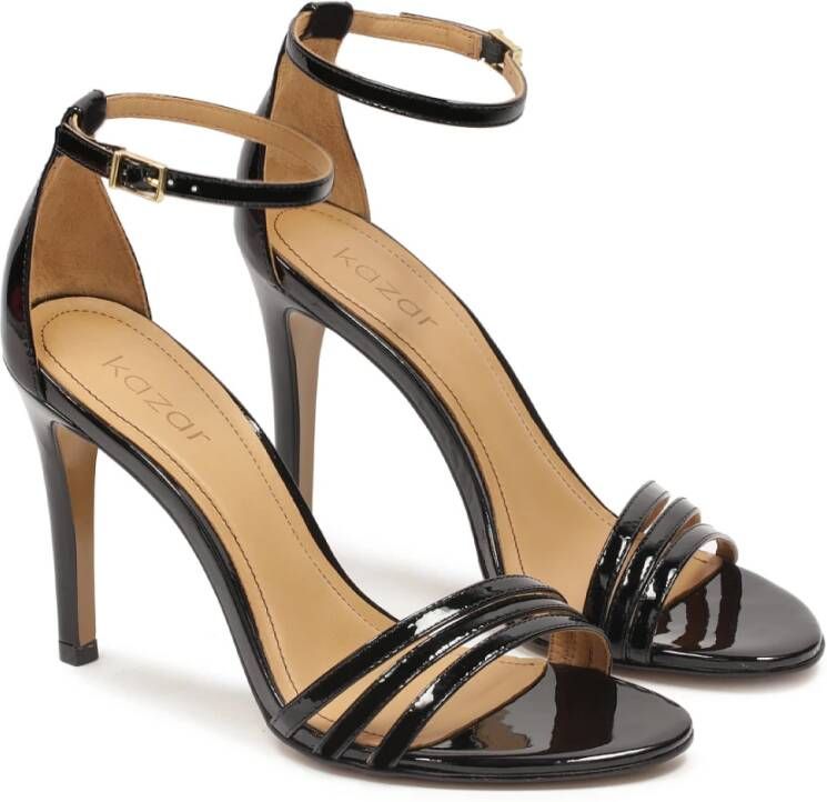 Kazar Zwarte gelakte sandalen met bedekte hak Black Dames