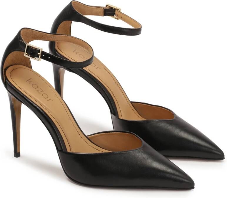 Kazar Zwarte halfopen leren pumps Black Dames