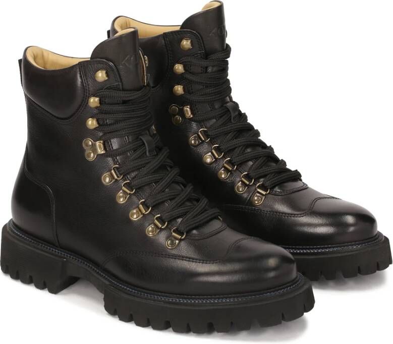 Kazar Zwarte herensneakers met trelags zool Black Heren