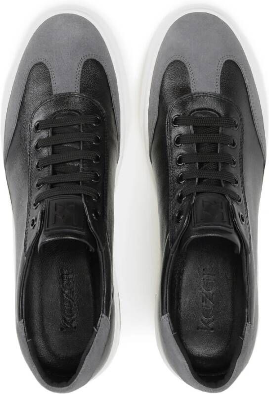 Kazar Zwarte herensneakers op een witte zool Black Heren