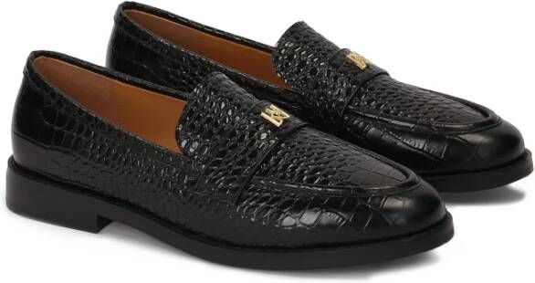 Kazar Zwarte klassieke reliëflederen loafers Black Dames