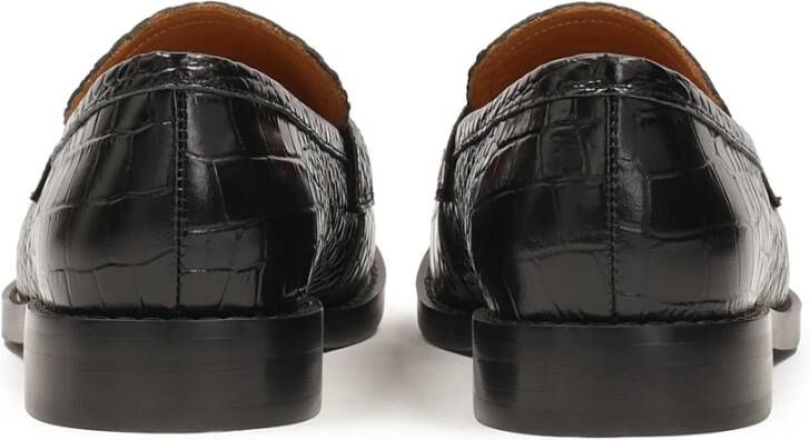 Kazar Zwarte klassieke reliëflederen loafers Black Dames