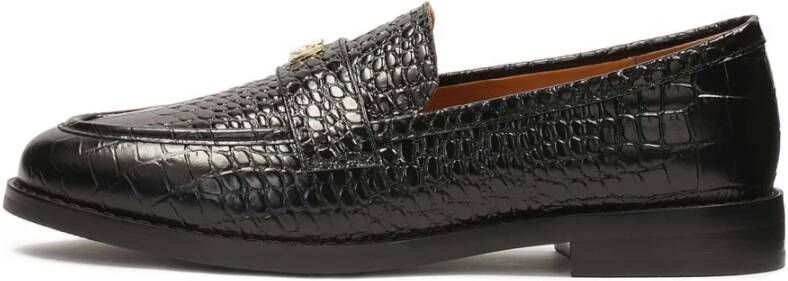 Kazar Zwarte klassieke reliëflederen loafers Black Dames