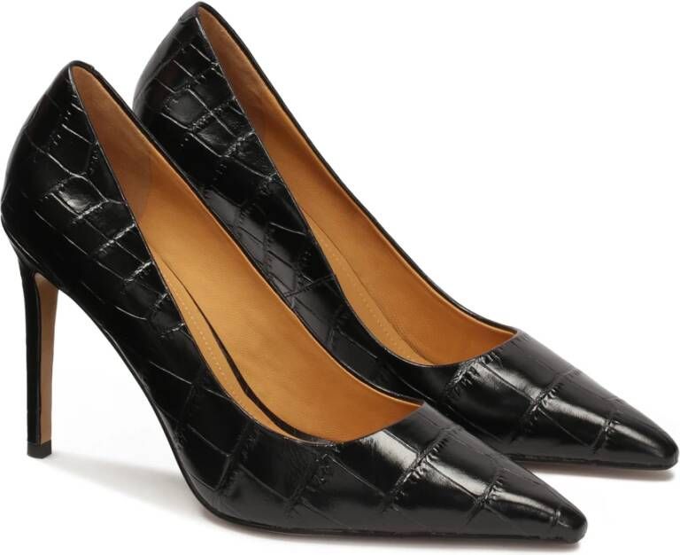 Kazar Zwarte klassieke stiletto's in krokuspatroon Black Dames