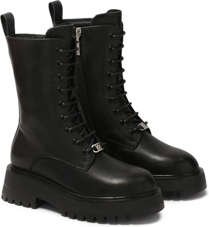 Kazar Zwarte laarzen met hoge schacht in militaire stijl Black Dames