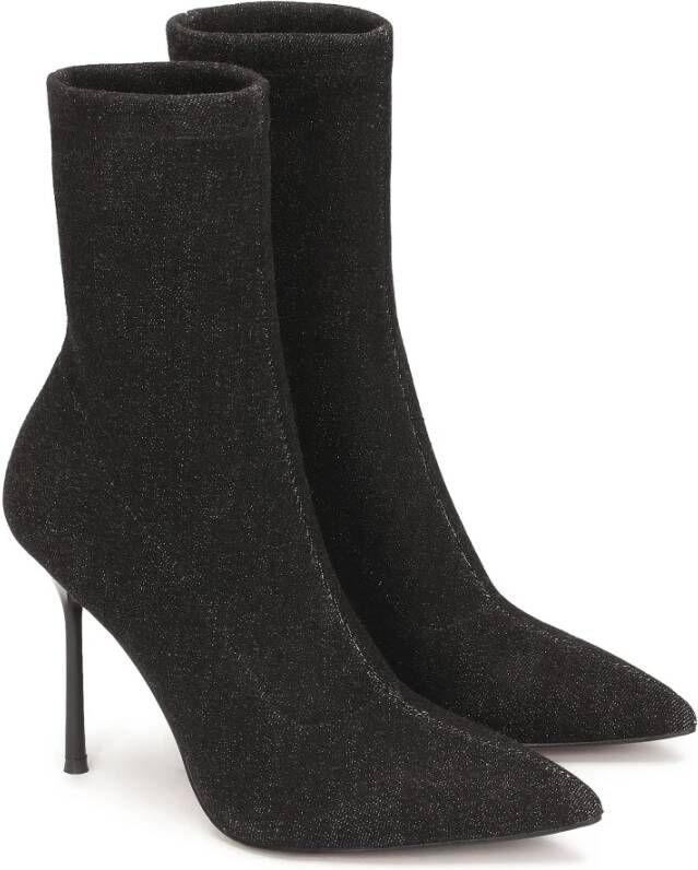 Kazar Zwarte laarzen van denim op een dunne stilettohak Black Dames