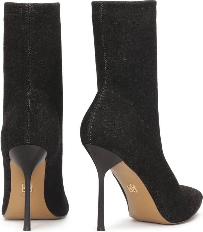 Kazar Zwarte laarzen van denim op een dunne stilettohak Black Dames