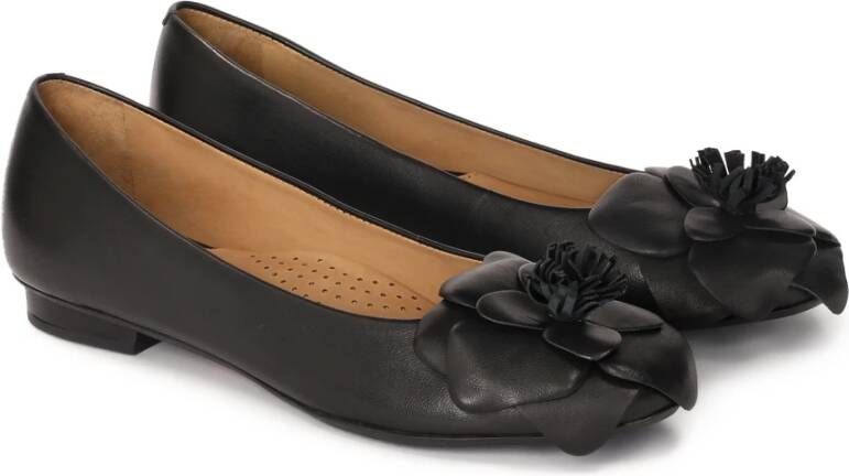 Kazar Zwarte leren ballerina's met comfortabele inlegzool Black Dames