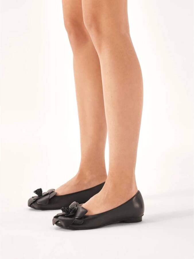 Kazar Zwarte leren ballerina's met comfortabele inlegzool Black Dames