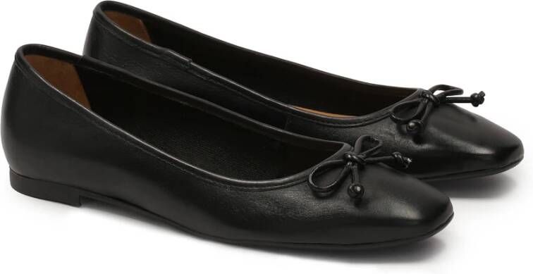 Kazar Zwarte leren ballerina's met strik Black Dames