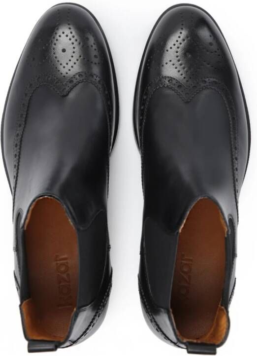 Kazar Zwarte Leren Chelsea Laarzen met Brogue Details Black Heren