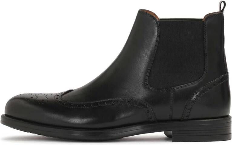 Kazar Zwarte Leren Chelsea Laarzen met Brogue Details Black Heren