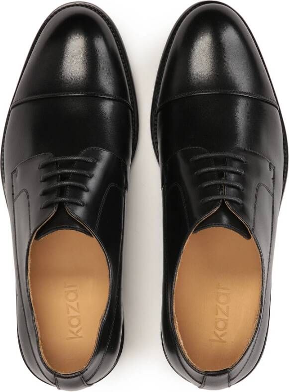 Kazar Zwarte leren derby schoenen met neuskappen Black Heren