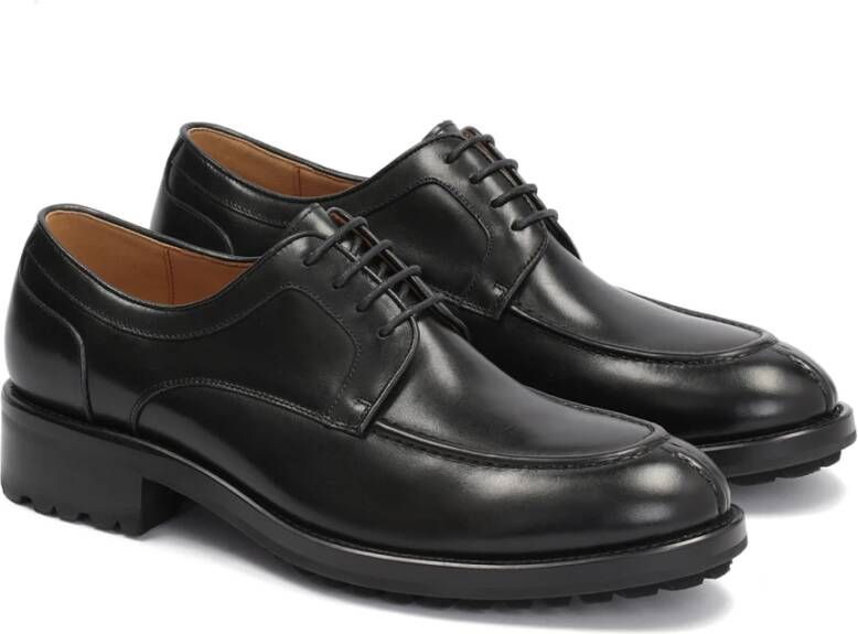 Kazar Zwarte leren derby schoenen met unieke draden Black Heren