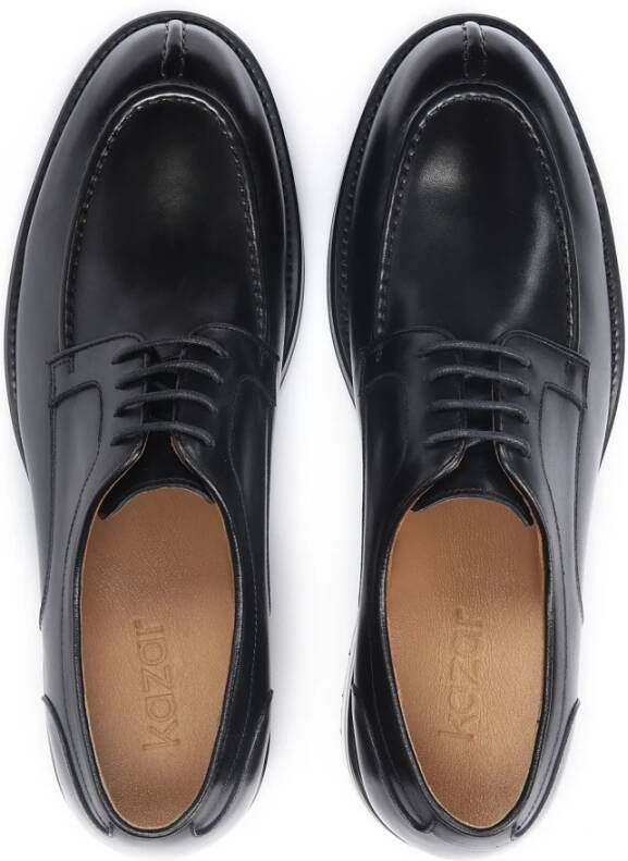 Kazar Zwarte leren derby schoenen met unieke draden Black Heren