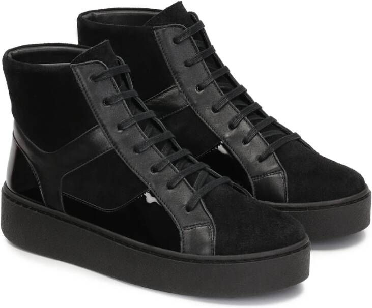 Kazar Zwarte Leren Enkelsneakers Black Dames