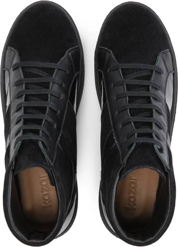 Kazar Zwarte Leren Enkelsneakers Black Dames