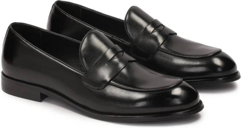 Kazar Zwarte leren heren penny loafers Black Heren