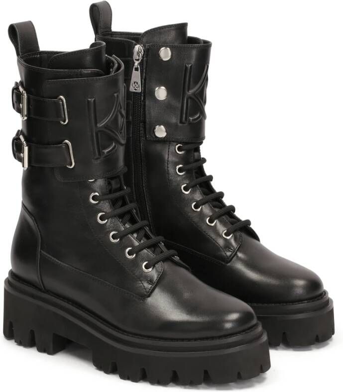 Kazar Zwarte leren laarzen in militaire stijl Black Dames