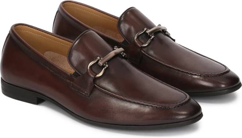 Kazar Zwarte leren loafers voor heren met een metalen klem Brown Heren