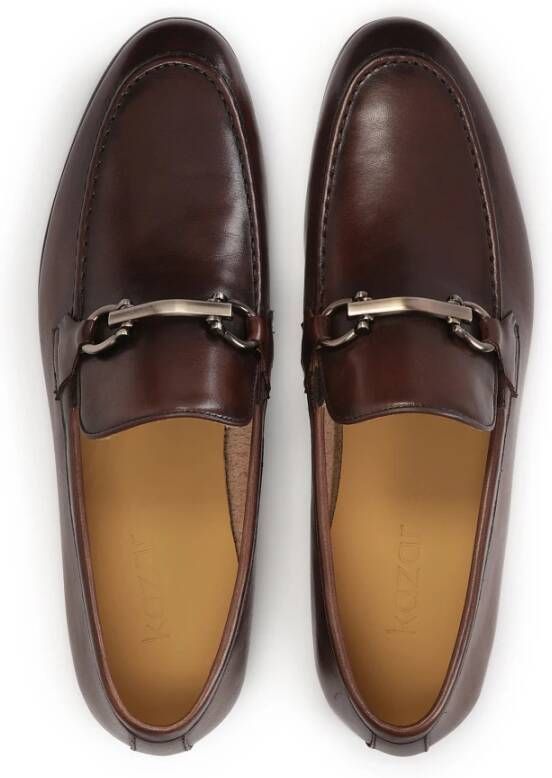 Kazar Zwarte leren loafers voor heren met een metalen klem Brown Heren