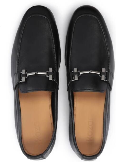 Kazar Zwarte leren loafers voor heren met metalen decoratie Black Heren