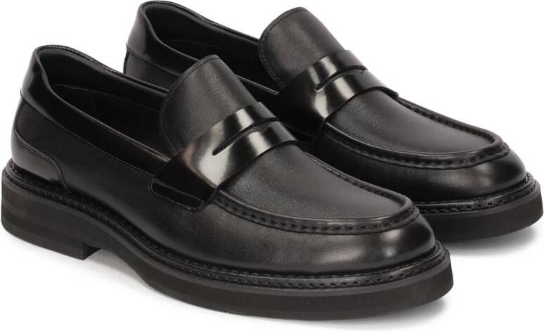 Kazar Zwarte leren loafers voor mannen Black Heren