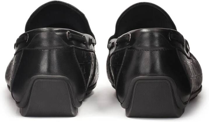 Kazar Zwarte leren mocassins met monogrammen Black Heren