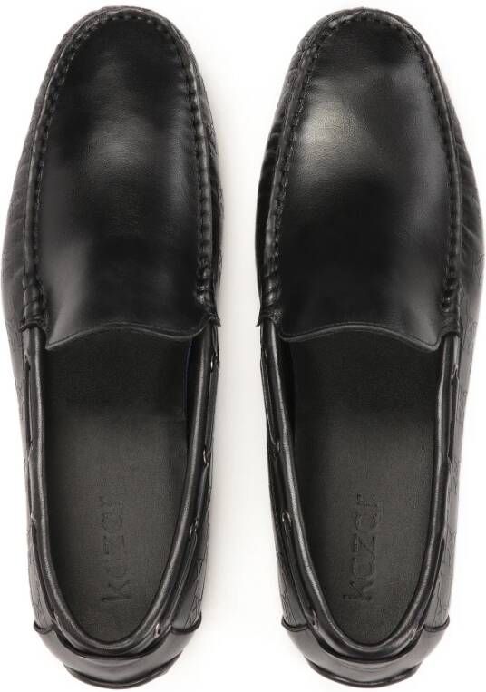 Kazar Zwarte leren mocassins met monogrammen Black Heren