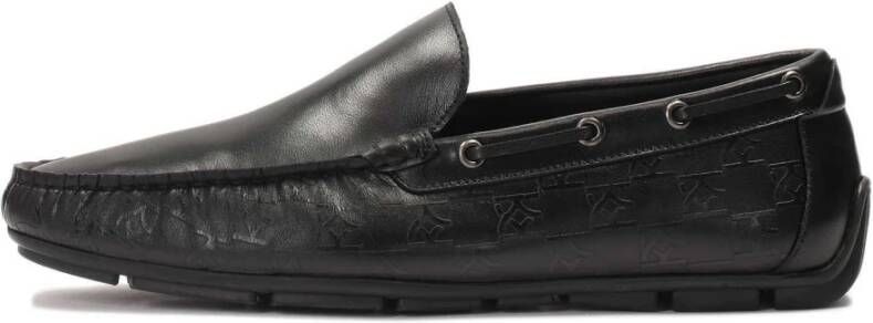 Kazar Zwarte leren mocassins met monogrammen Black Heren