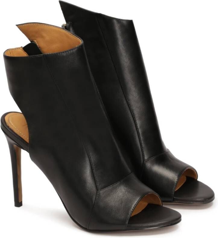 Kazar Zwarte leren peep toe laarzen Black Dames