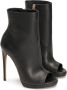 Kazar Zwarte leren peep toe laarzen met rits Black Dames - Thumbnail 4