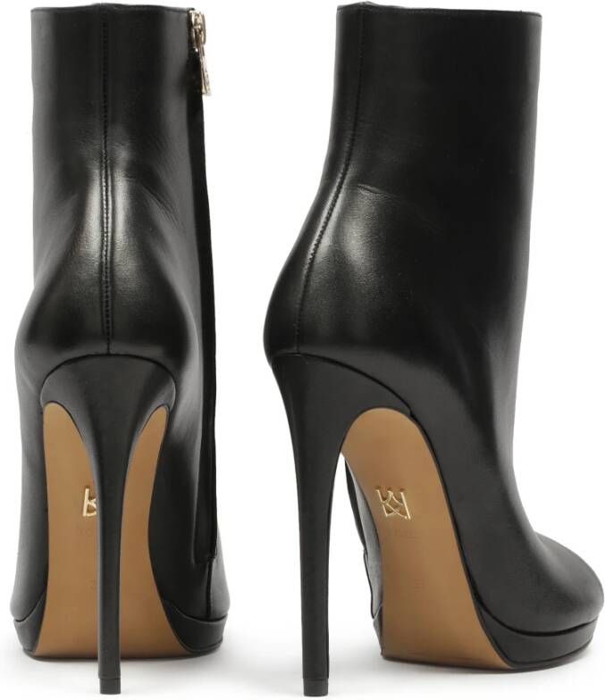 Kazar Zwarte leren peep toe laarzen met rits Black Dames