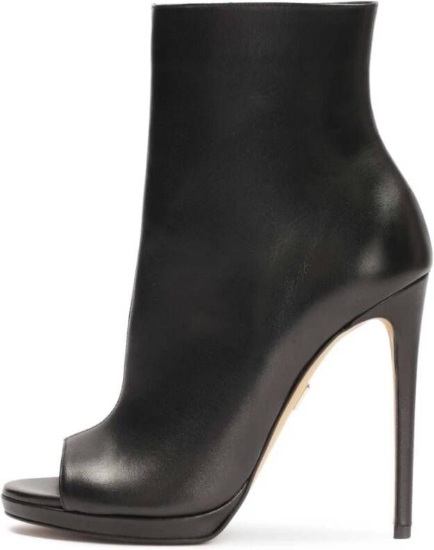 Kazar Zwarte leren peep toe laarzen met rits Black Dames