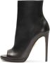 Kazar Zwarte leren peep toe laarzen met rits Black Dames - Thumbnail 7