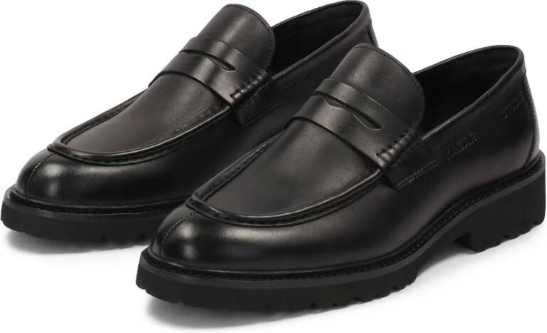 Kazar Zwarte leren Penny Loafers Black Heren