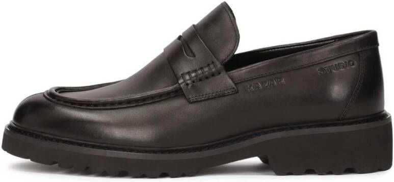 Kazar Zwarte leren Penny Loafers Black Heren