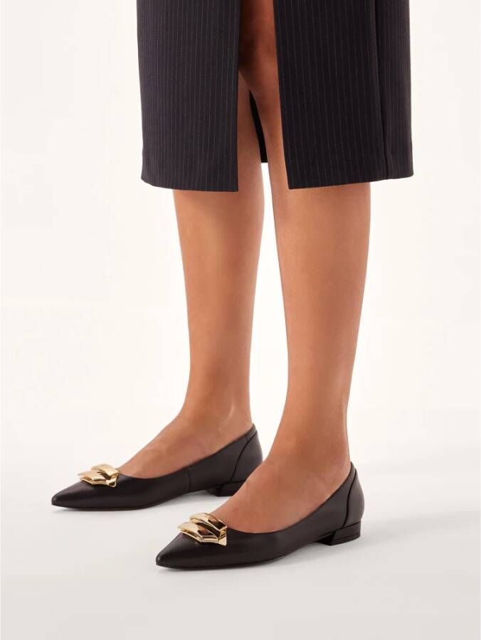 Kazar Zwarte leren platte pumps met lage hak Black Dames