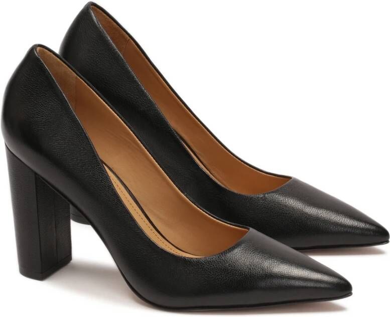 Kazar Zwarte leren pumps met een stabiele hak Black Dames